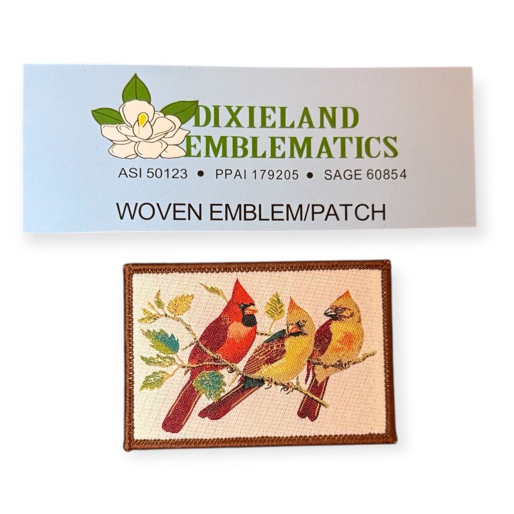 NEW Dixieland Emblematics Woven Emblem Patch Northern Cardinal Birds Nature